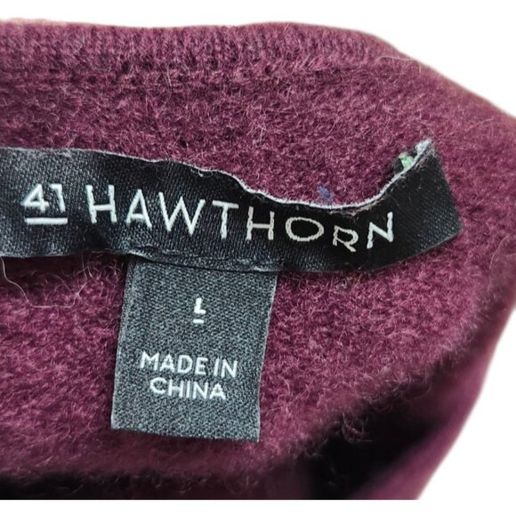 41 Hawthorn 100% Cashmere Sweater Women’s Size L Burgundy Soft Lightweight - Picture 4 of 9